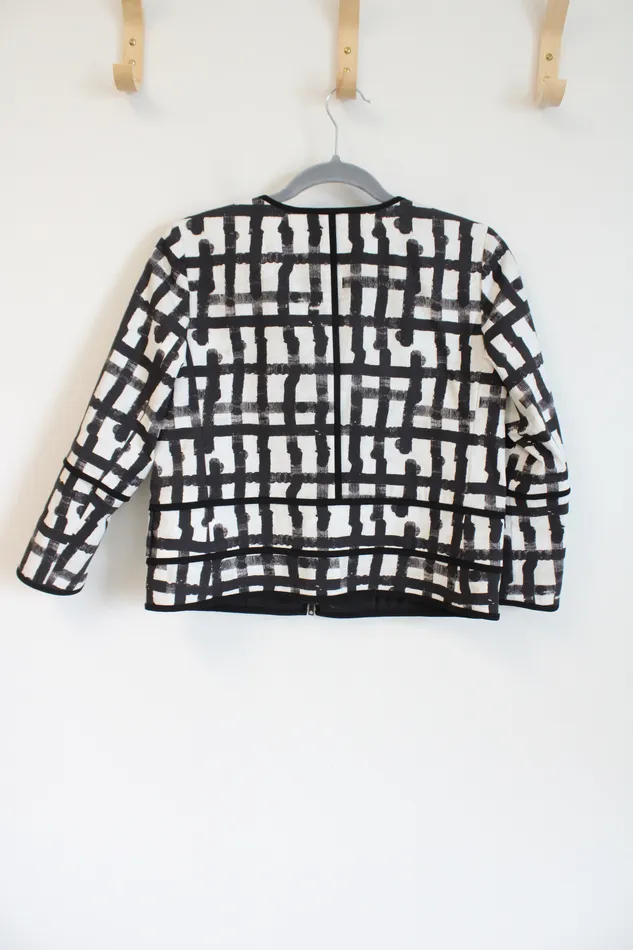 Lafayette 148 Necklaces NEW Lafayette 148 New York White Multi Black Patterned Light Jacket 4 Petite