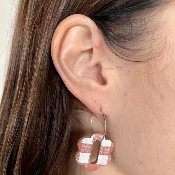 LAMI Teracotta Gingham Polymer Clay Drop Earrings set of 2 Earrings