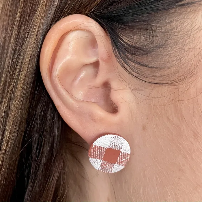 LAMI Teracotta Gingham Polymer Clay Drop Earrings set of 2 Earrings
