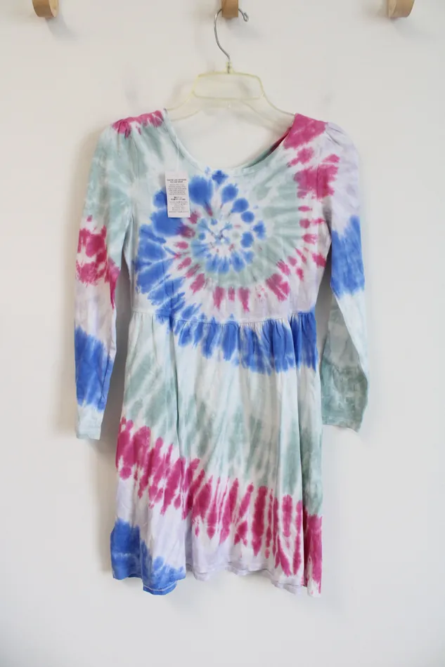Lands End Blue Pink Tie Dye Long Sleeved Dress Youth M 8 Lands End Rings