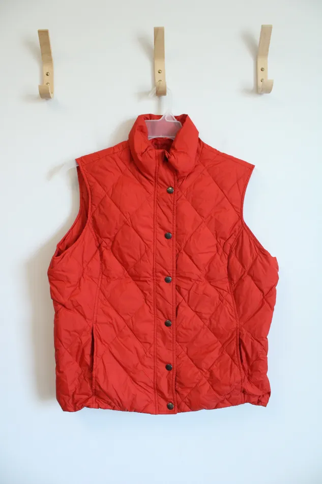 Lands End Burnt Orange Quilted Vest Youth L 1416 Lands End Earrings