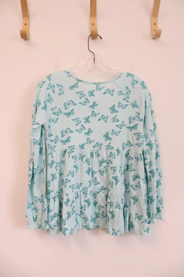Lands End Lands End Aqua Butterfly Ruffle Top L 1012 Earrings Lands End Lands End Aqua Butterfly Ruffle Top L 1012 Earrings