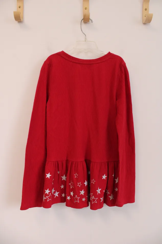 Lands End Red Ruffle Top w Silver Stars L 1012 Lands End Rings Lands End Red Ruffle Top w Silver Stars L 1012 Lands End Rings
