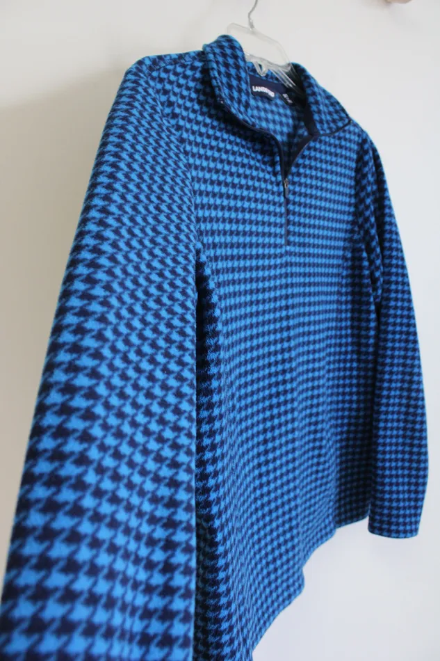 Lands End Rings Lands End Blue Patterned Quarter Zip Fleece S