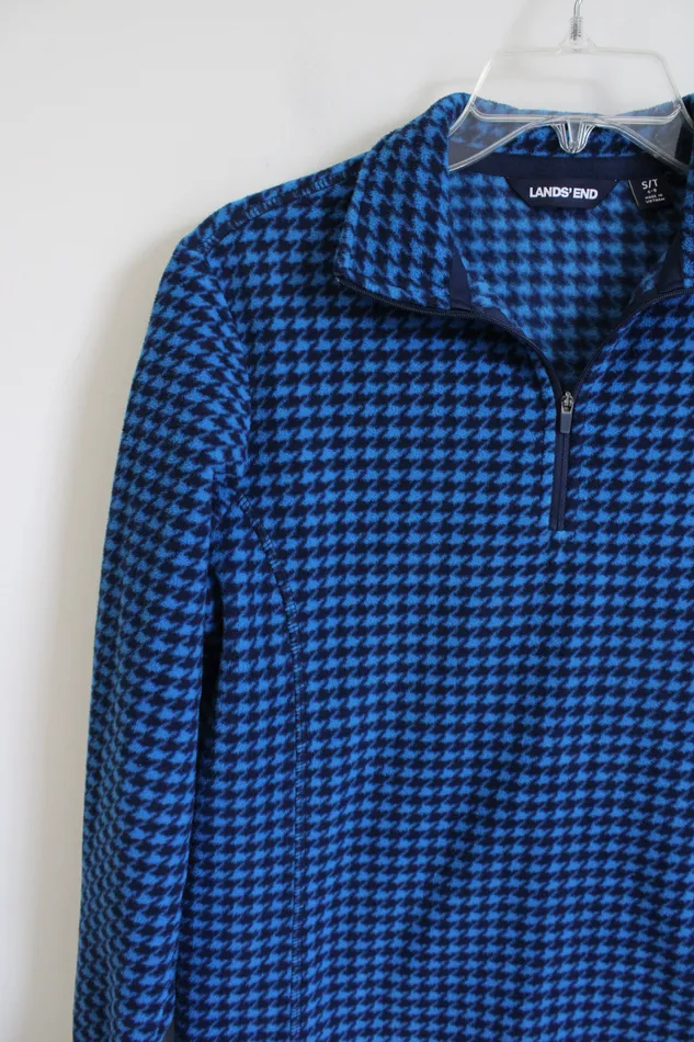 Lands End Rings Lands End Blue Patterned Quarter Zip Fleece S