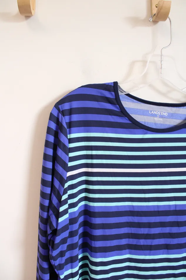 Lands End Rings Lands End Blue Striped Long Sleeved Top XL 18