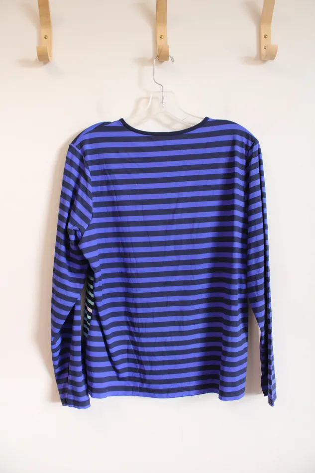Lands End Rings Lands End Blue Striped Long Sleeved Top XL 18