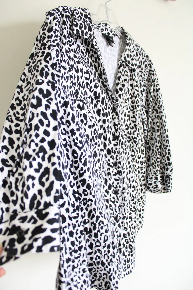 Lane Bryant Black White Leopard Button Down Shirt 18 Lane Bryant Rings