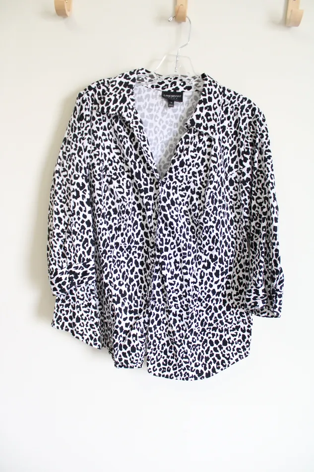 Lane Bryant Black White Leopard Button Down Shirt 18 Lane Bryant Rings