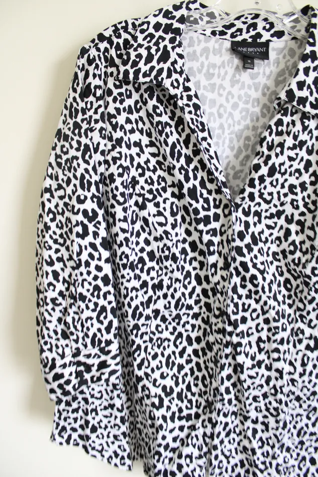 Lane Bryant Black White Leopard Button Down Shirt 18 Lane Bryant Rings