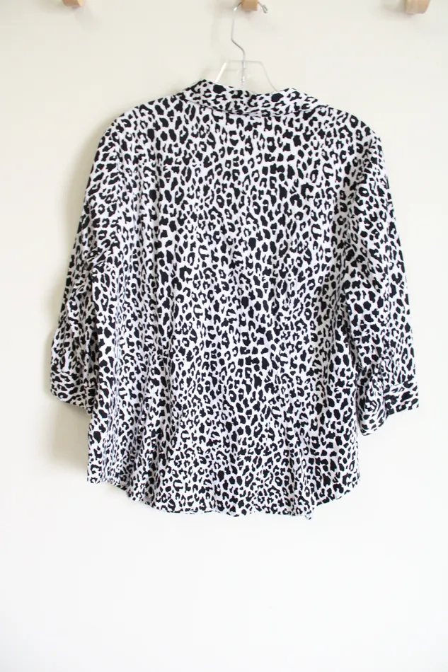 Lane Bryant Black White Leopard Button Down Shirt 18 Lane Bryant Rings