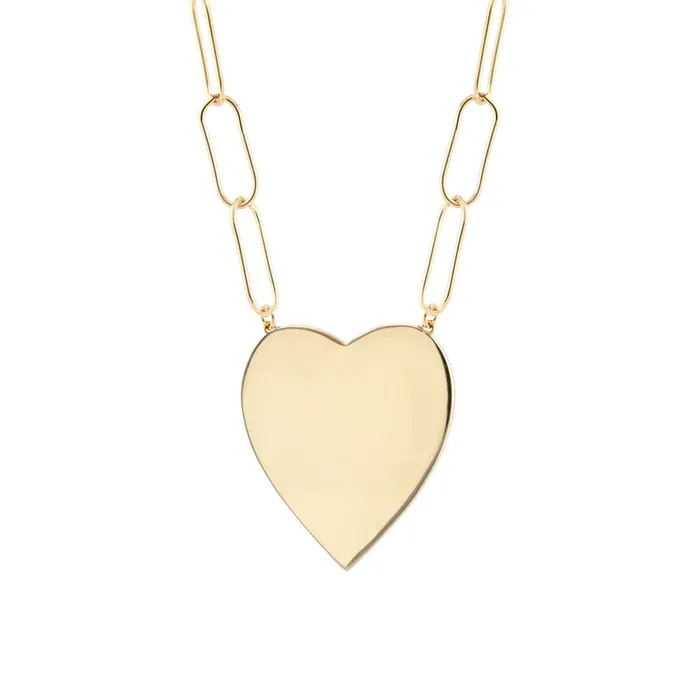 Large Heart Pendant on Large Link Chain kris nations Necklaces