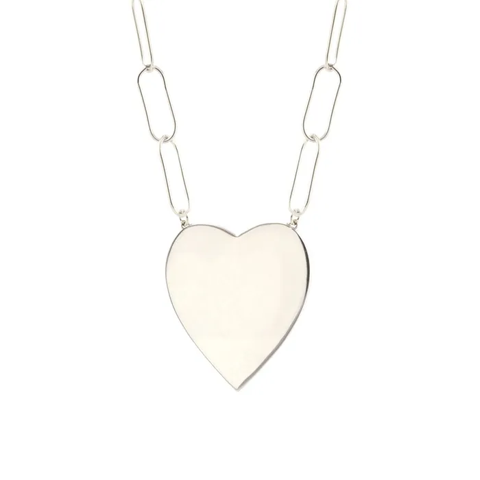 Large Heart Pendant on Large Link Chain kris nations Necklaces