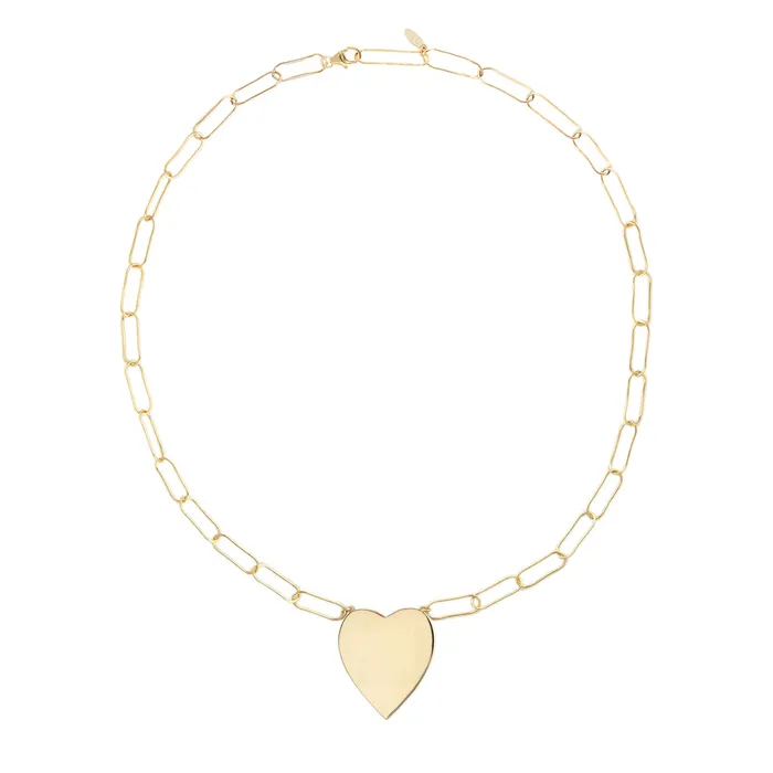 Large Heart Pendant on Large Link Chain kris nations Necklaces