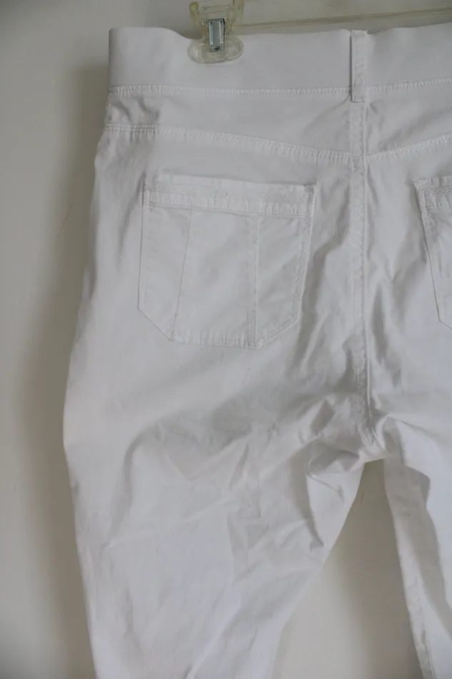 Lee Relaxed Fit White Capri 10 Lee Rings