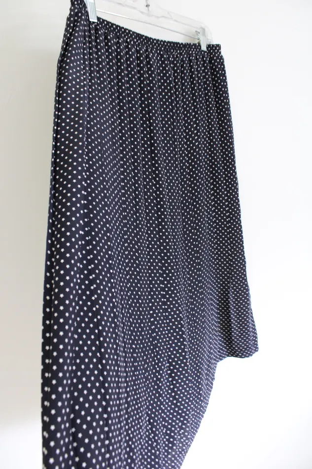 Leslie Fay Earrings Leslie Fay Vintage Navy Blue Pleated Star Patterned Midi Skirt 16