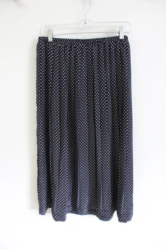 Leslie Fay Earrings Leslie Fay Vintage Navy Blue Pleated Star Patterned Midi Skirt 16