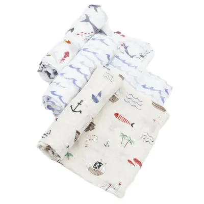 LITTLEUNICORN Necklaces Little Unicorn Cotton Muslin Shark Swaddle Blanket 3Pack