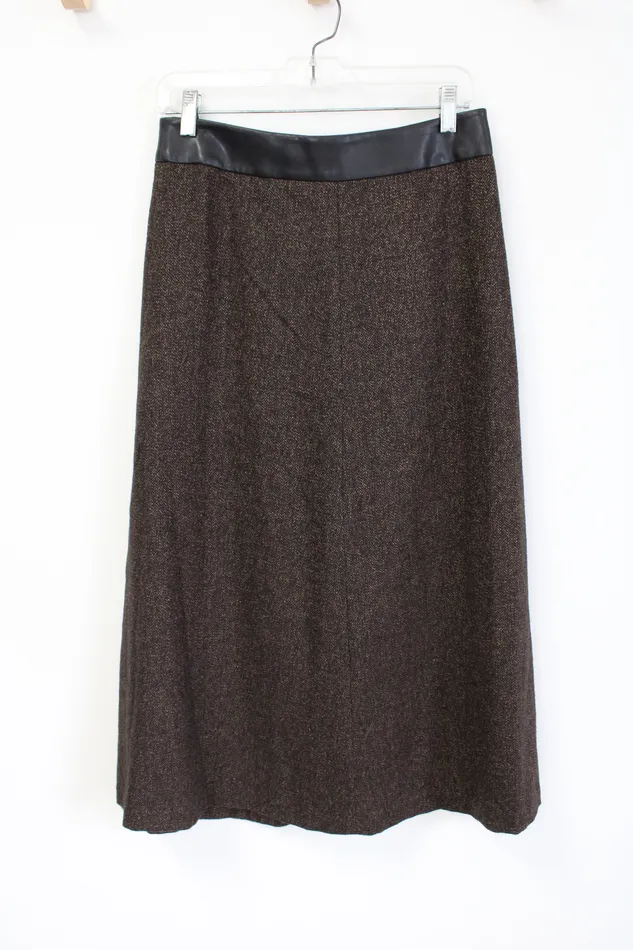 Liz Claiborne Liz Claiborne Studio Brown Wool Blend Long Skirt 4 Petite Earrings