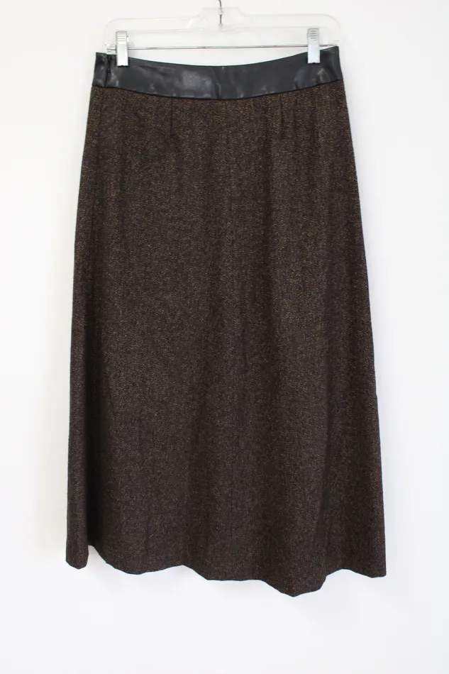 Liz Claiborne Liz Claiborne Studio Brown Wool Blend Long Skirt 4 Petite Earrings