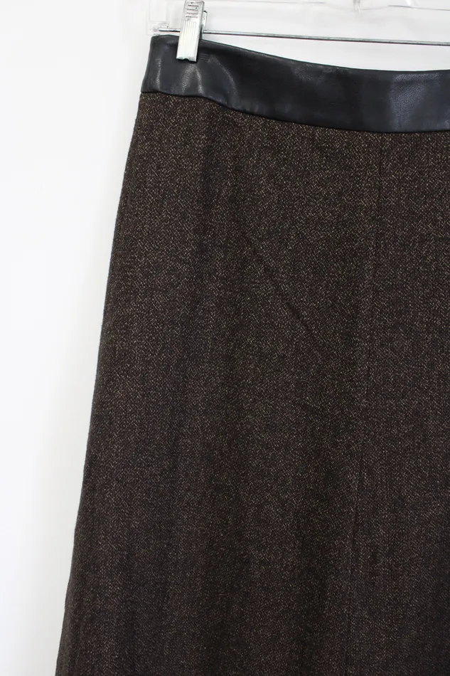Liz Claiborne Liz Claiborne Studio Brown Wool Blend Long Skirt 4 Petite Earrings