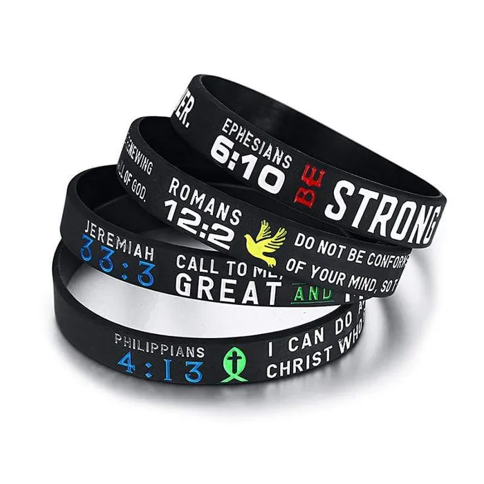 Lords Guidance Bible Verse Bracelet br Wristbands 4PCS Silicone Bracelets