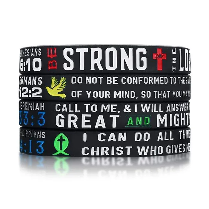 Lords Guidance Bible Verse Bracelet br Wristbands 4PCS Silicone Bracelets