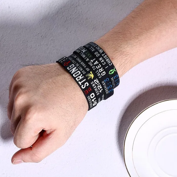 Lords Guidance Bible Verse Bracelet br Wristbands 4PCS Silicone Bracelets