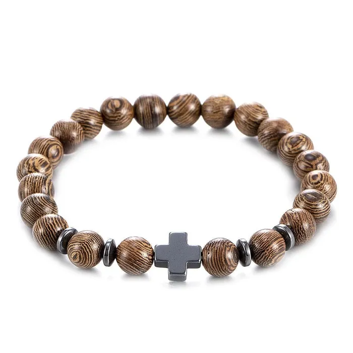 Lords Guidance Bracelets Cross Bead Bracelet br Premium Wood