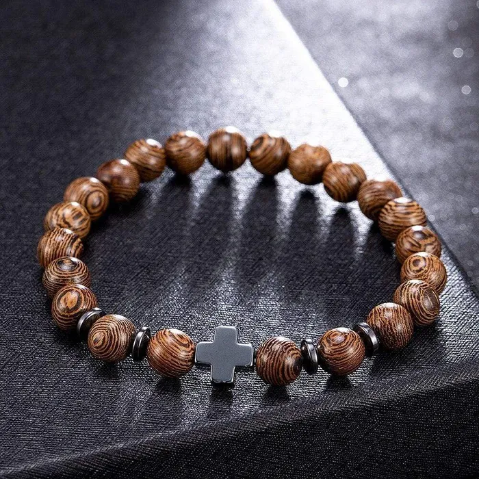 Lords Guidance Bracelets Cross Bead Bracelet br Premium Wood