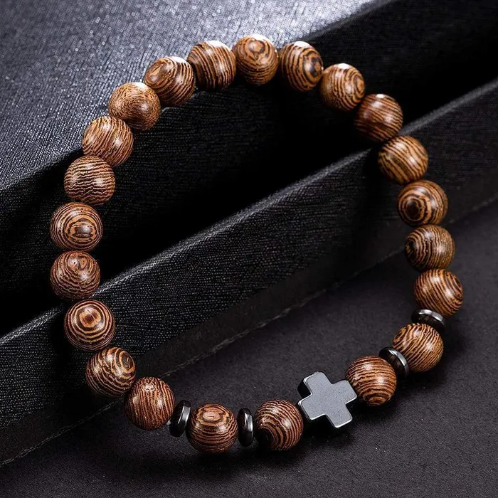 Lords Guidance Bracelets Cross Bead Bracelet br Premium Wood