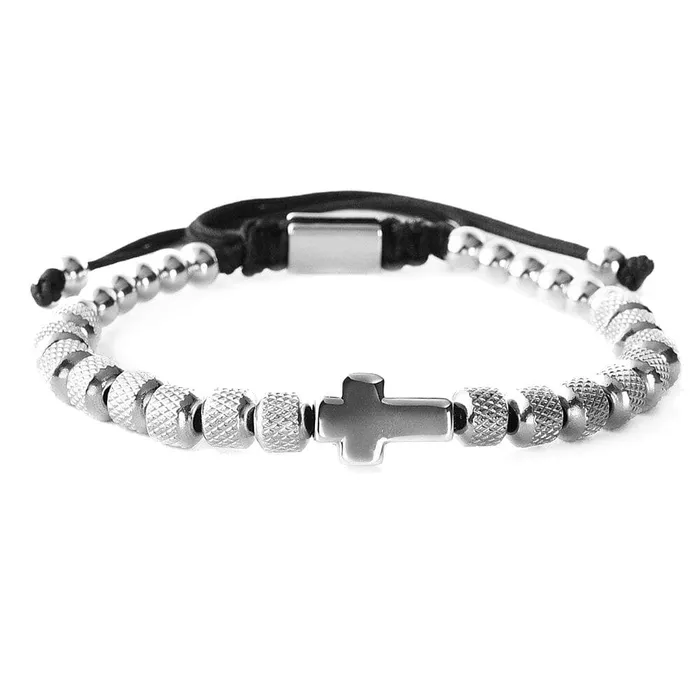 Lords Guidance Bracelets Mens Cross Bracelet br Steel Beads
