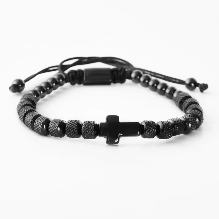 Lords Guidance Bracelets Mens Cross Bracelet br Steel Beads
