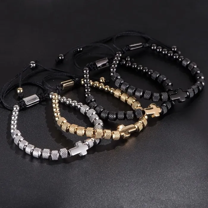 Lords Guidance Bracelets Mens Cross Bracelet br Steel Beads