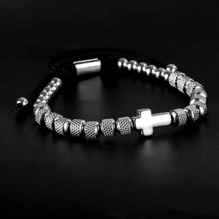 Lords Guidance Bracelets Mens Cross Bracelet br Steel Beads