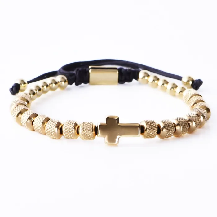 Lords Guidance Bracelets Mens Cross Bracelet br Steel Beads