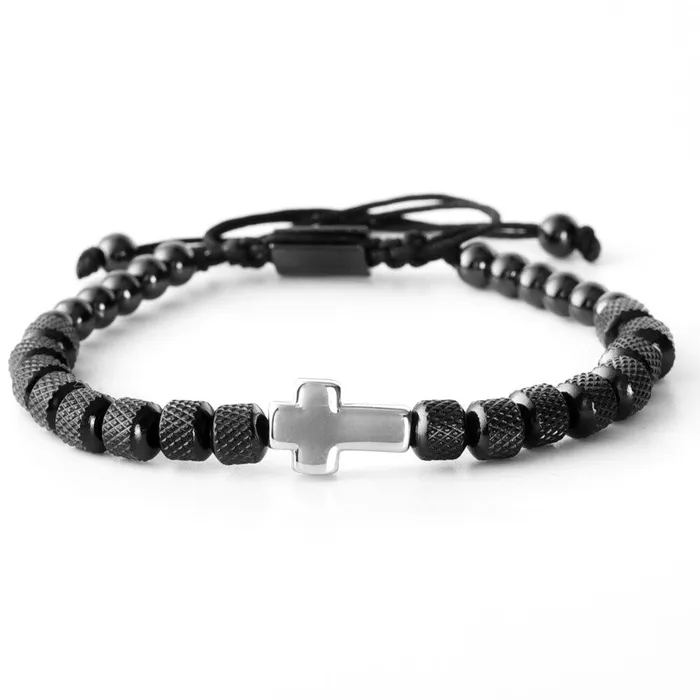 Lords Guidance Bracelets Mens Cross Bracelet br Steel Beads
