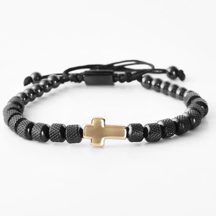 Lords Guidance Bracelets Mens Cross Bracelet br Steel Beads