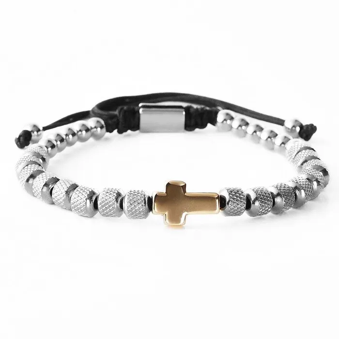 Lords Guidance Bracelets Mens Cross Bracelet br Steel Beads