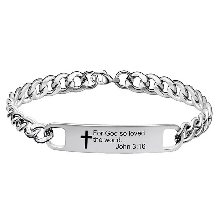Lords Guidance Bracelets Silver Bible Verse Chain Bracelet