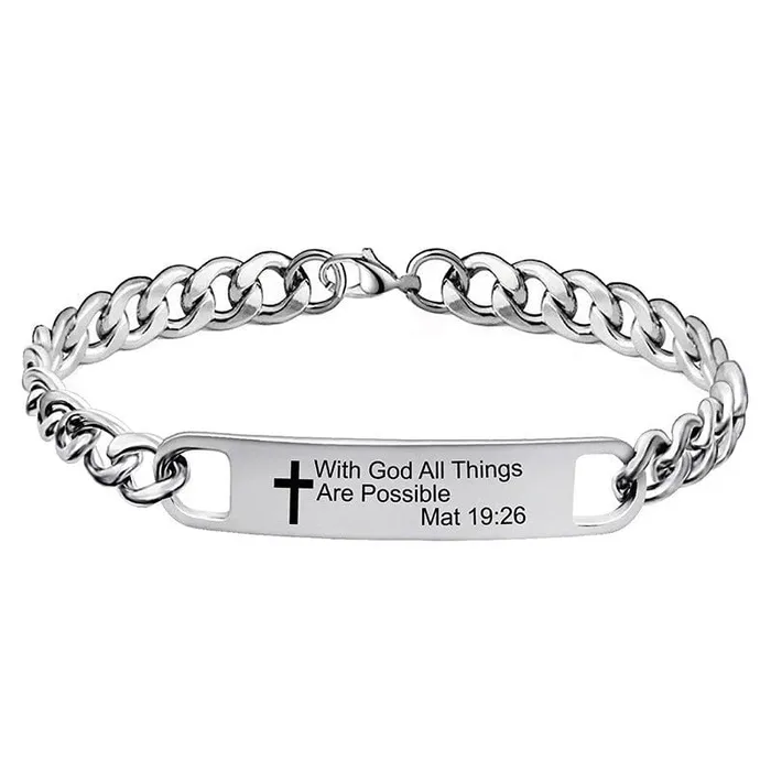 Lords Guidance Bracelets Silver Bible Verse Chain Bracelet
