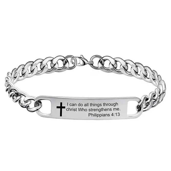 Lords Guidance Bracelets Silver Bible Verse Chain Bracelet