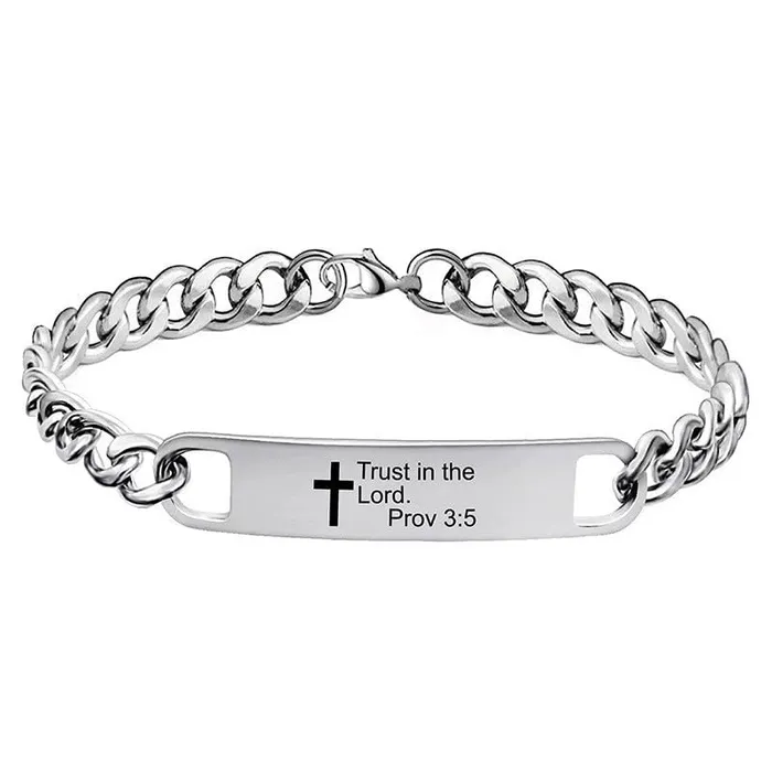 Lords Guidance Bracelets Silver Bible Verse Chain Bracelet