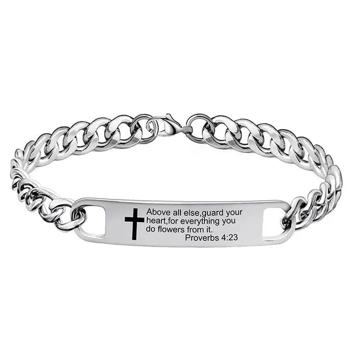 Lords Guidance Bracelets Silver Bible Verse Chain Bracelet