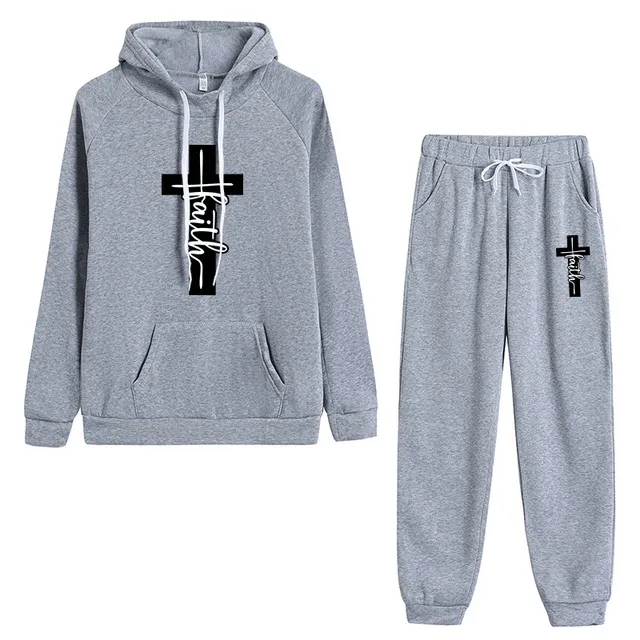 Lords Guidance Christian Faith Cross Graphic Tracksuit Set Earrings