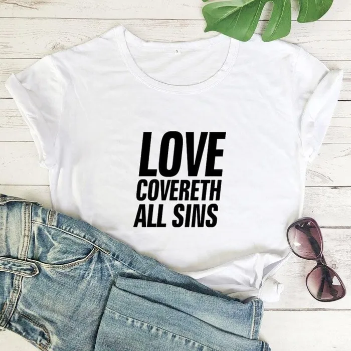 Lords Guidance Earrings Christian TShirt br Love Covereth All Sins