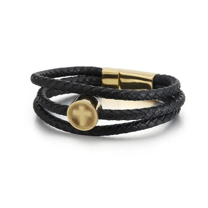 Lords Guidance Mens Cross Bracelet br Medallion Bracelets
