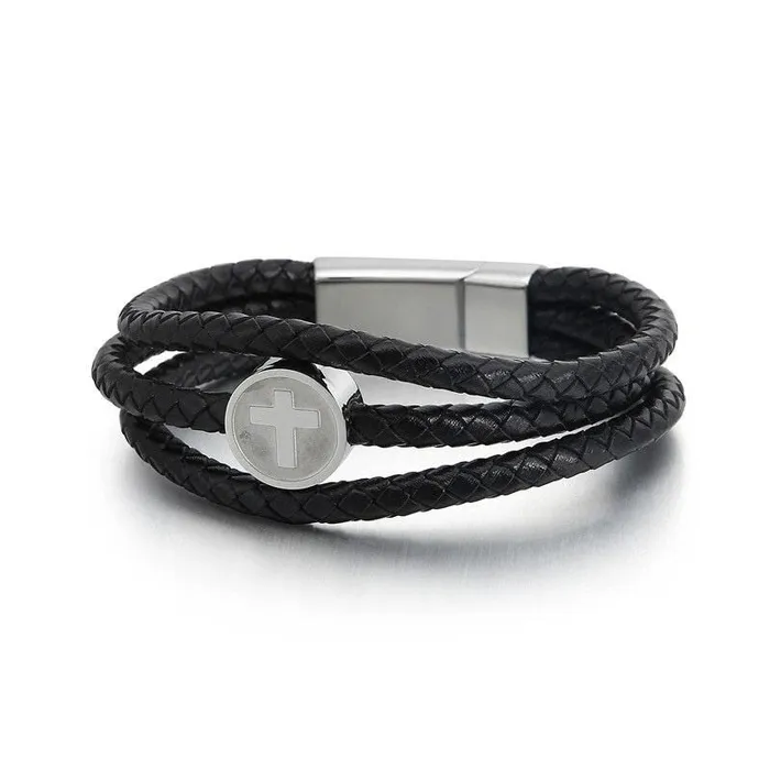Lords Guidance Mens Cross Bracelet br Medallion Bracelets