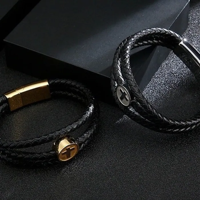 Lords Guidance Mens Cross Bracelet br Medallion Bracelets