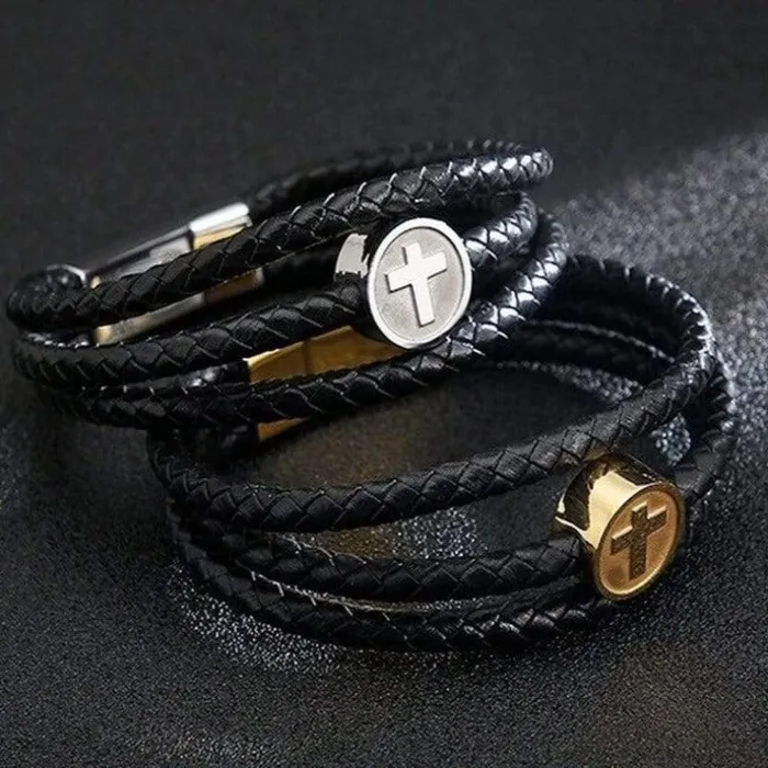 Lords Guidance Mens Cross Bracelet br Medallion Bracelets